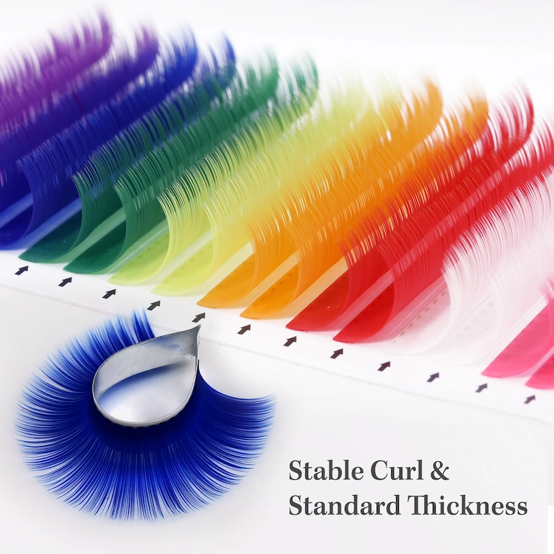 Amazon Hot White Pink Red Golden Yellow Green Blue Purple Colored Lash Extensions XJ146