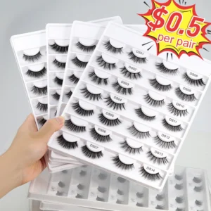 Sales 3D cat eye Wispy Faux mink lashes XJ141
