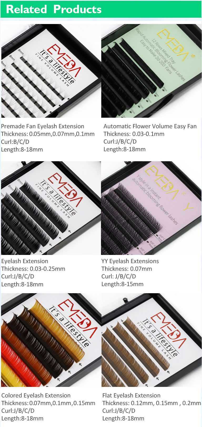 Inquiry for custom lashes tray private label 12 rows 16 rows 0.07 0.10 0.15 J B C CC D DD curl 8-16mm colorful individual lash eyelash extension JN78