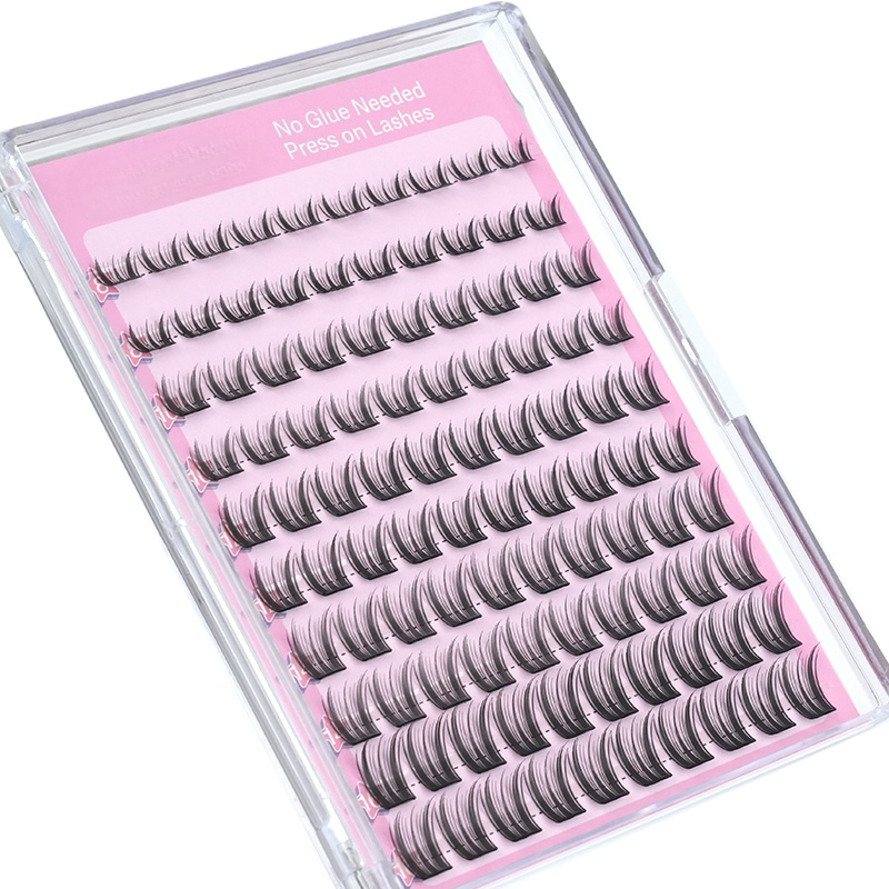 2025 Trendy Natural Waterproof Reusable Self-Adhesive Lashes No Glue Needed Easy Application Press-on Clusters for Stunning Effect in Any Setting
