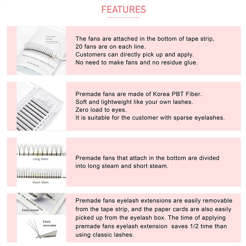 Inquiry for 3D 4D 5D 6D premade fans long stem short stem 0.07 0.10 thickness
