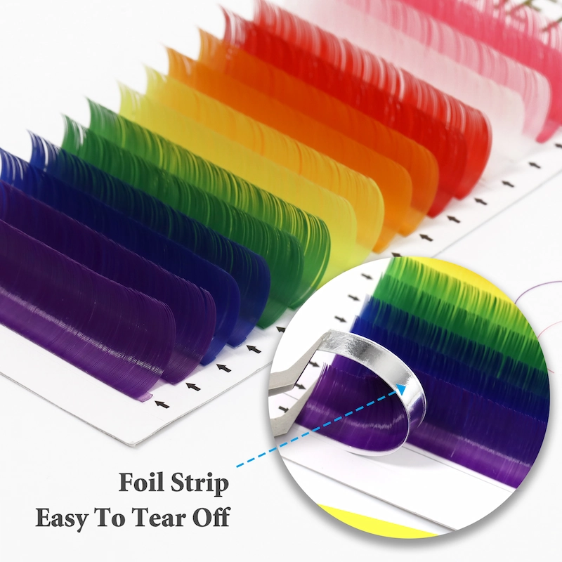 Amazon Hot White Pink Red Golden Yellow Green Blue Purple Colored Lash Extensions XJ146