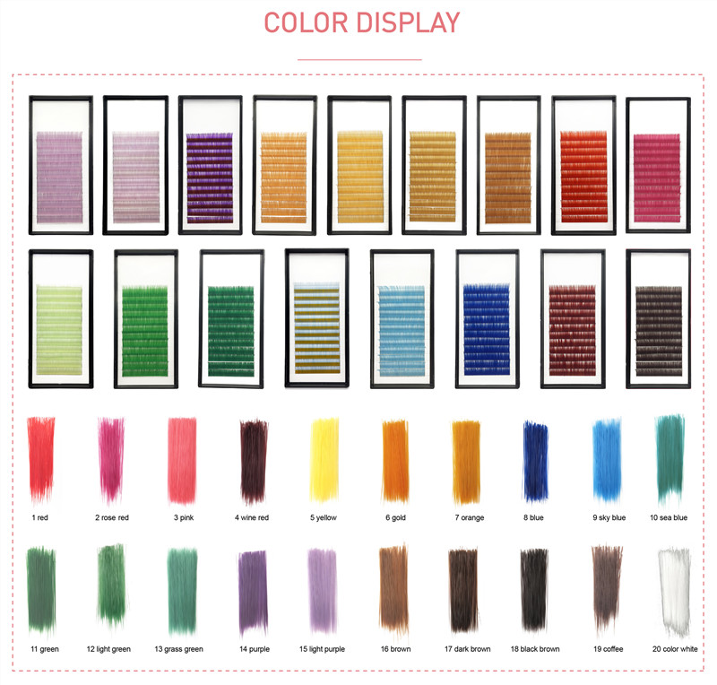 Private label colored eyelash extensions for wholesale XJ81