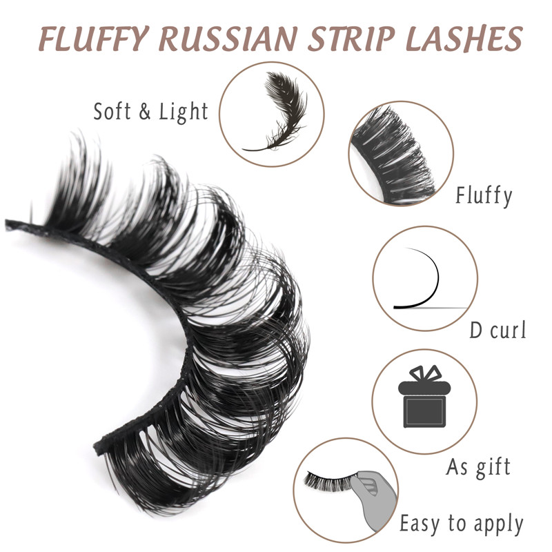 Wholesale Russian strip lashes D curl lash extensions look lashes XJ96