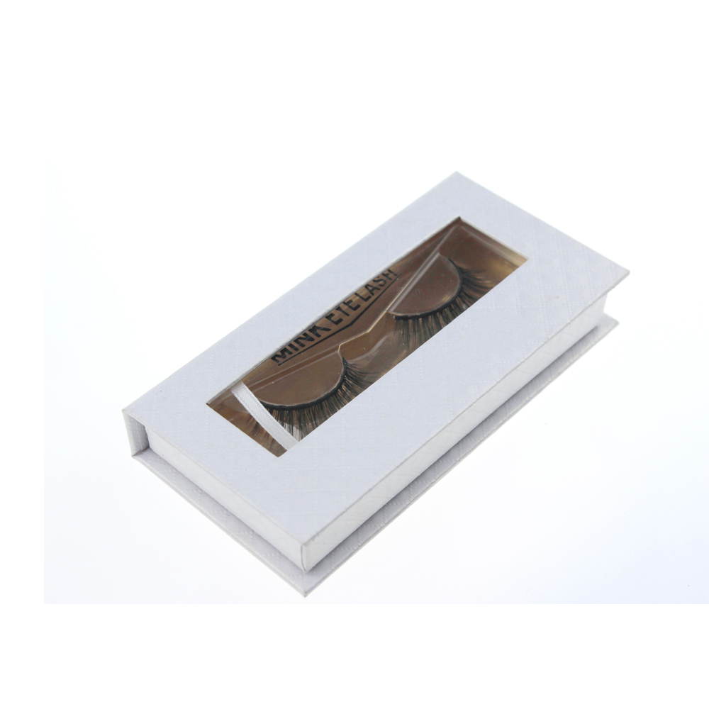 Private Label White Eyelash Packaging with Rectangle Window ZX033