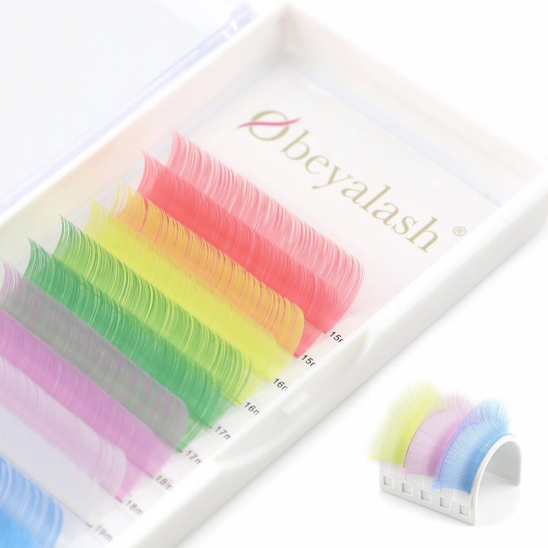 Amazon Hot White Pink Red Golden Yellow Green Blue Purple Colored Lash Extensions XJ146