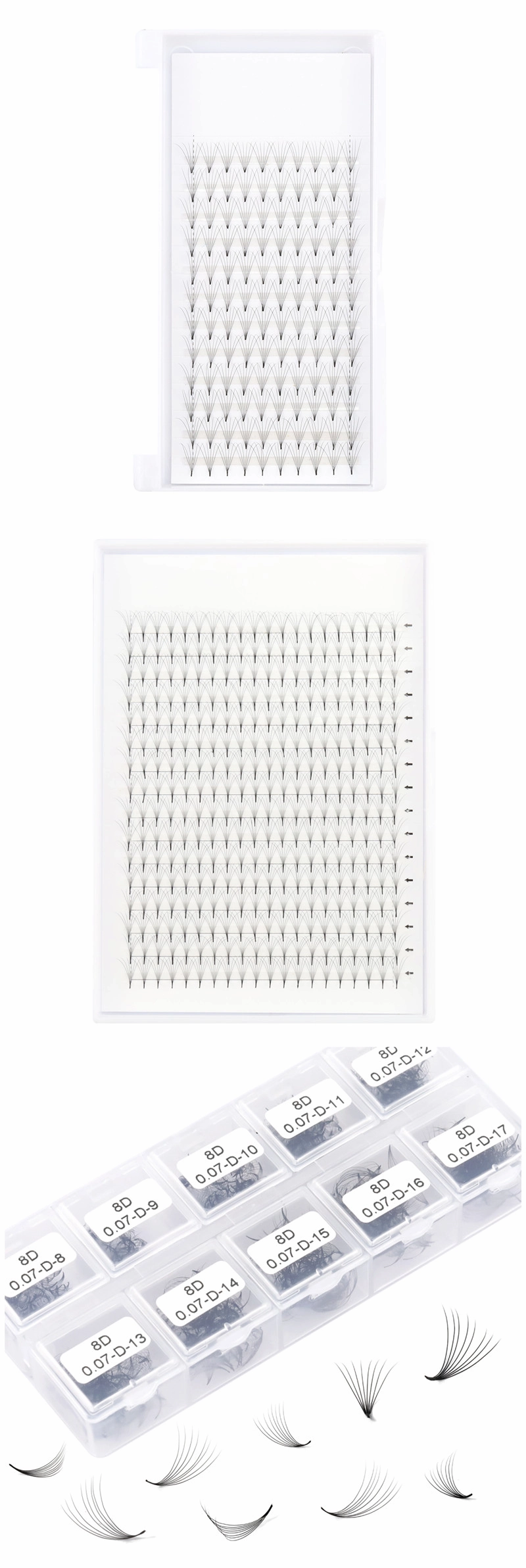 Inquiry for 3D 4D 5D 6D premade fans long stem short stem 0.07 0.10 thickness