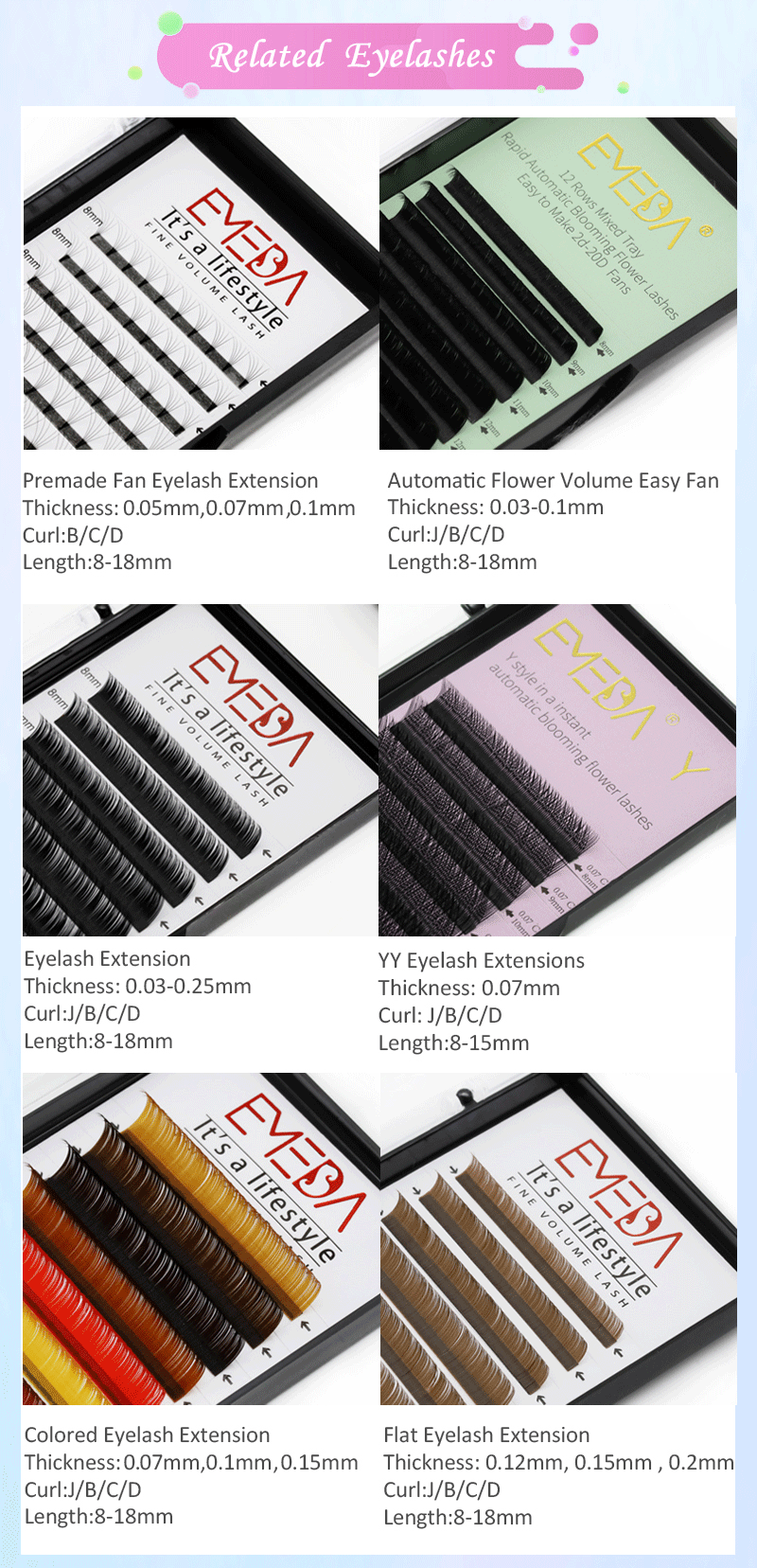 2D 3D 4D 5D 6DIndividual Premade Pre Made Fan Volume Eyelash Extension With 0.07 mm xx
