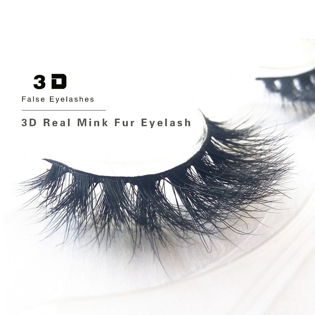 Private Label for 100% Handmade 25mm 3D Real Mink Fur Strip Lashes the Uk the US YY64