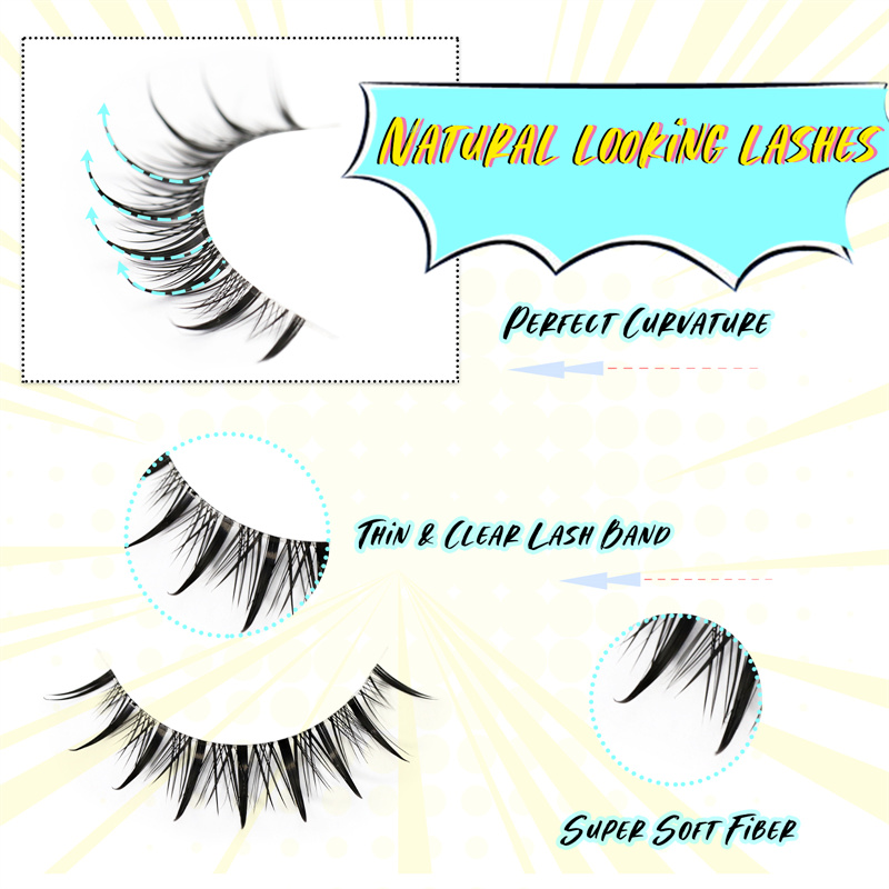 Tiktok hot clear band super natural manga style silk lashes XJ126