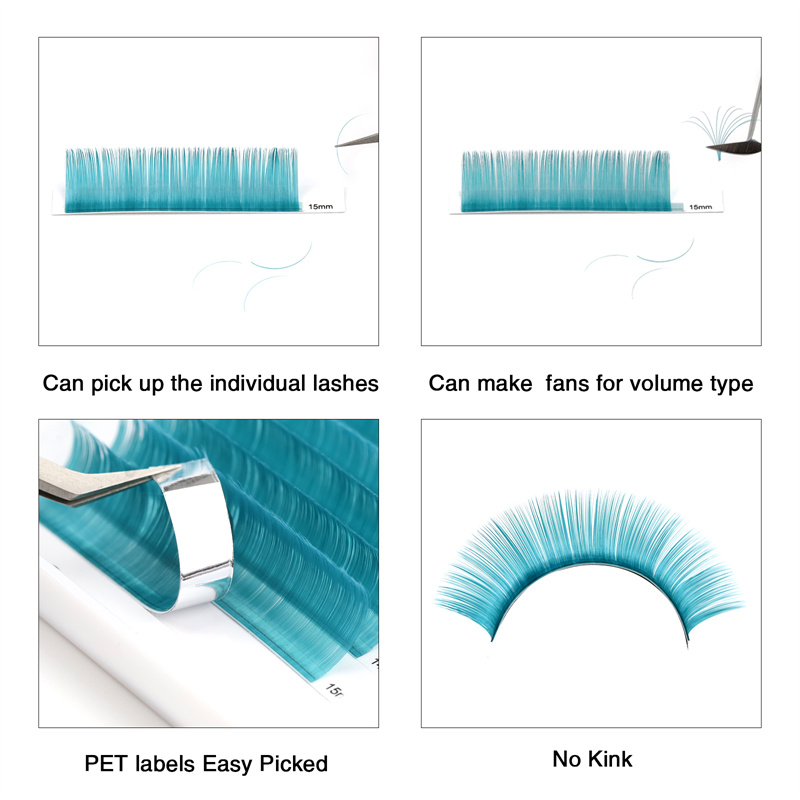 Private label White Pink Red Golden Yellow Green Blue Purple Mix colored lash extensions vendor in Canada/US XJ103