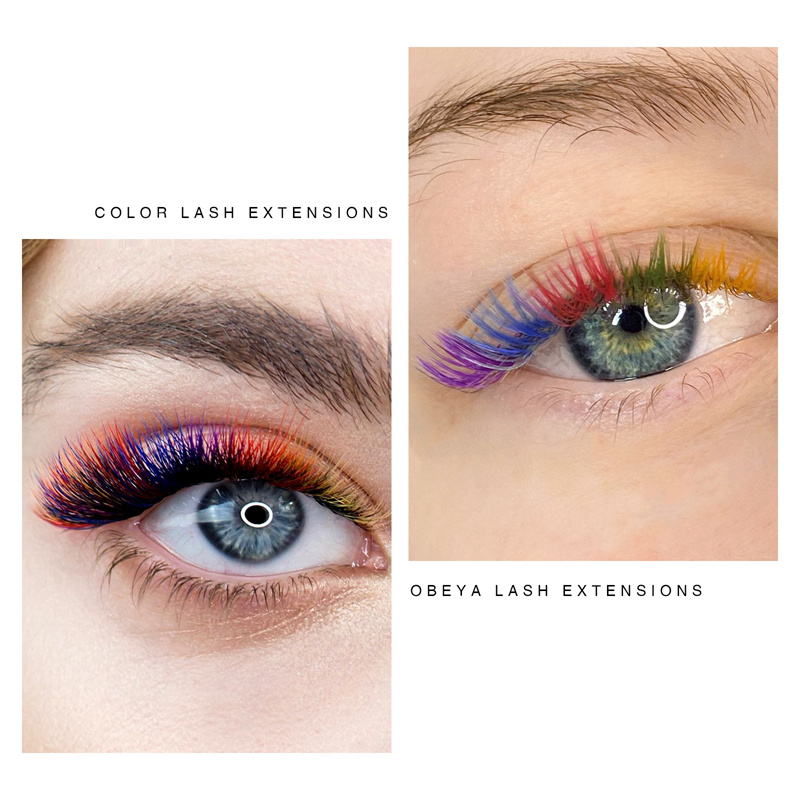 Private label White Pink Red Golden Yellow Green Blue Purple Mix colored lash extensions vendor in Canada/US XJ103