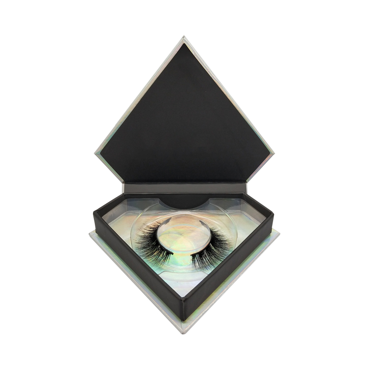 Holographic Empty Eyelash Packaging Diamond Shape Box For Lashes ZX039