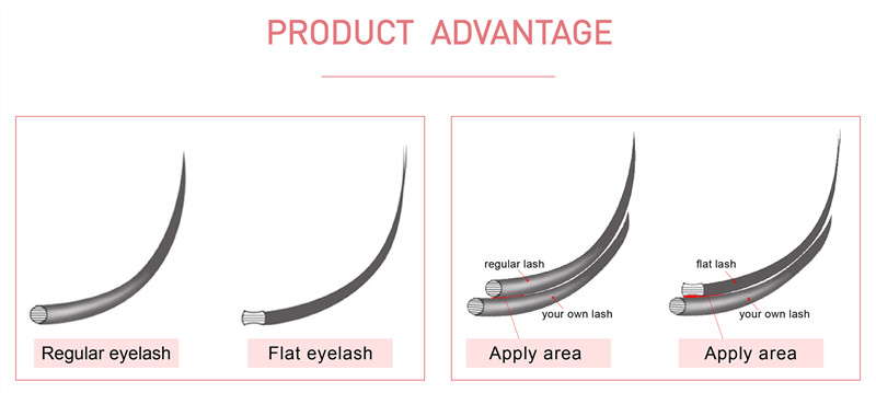 Wholesale Ellipse flat lash extensions split tips lash XJ108