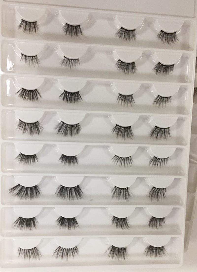 Private label 3D faux mink natural Half lashes small corner eyelash XJ82