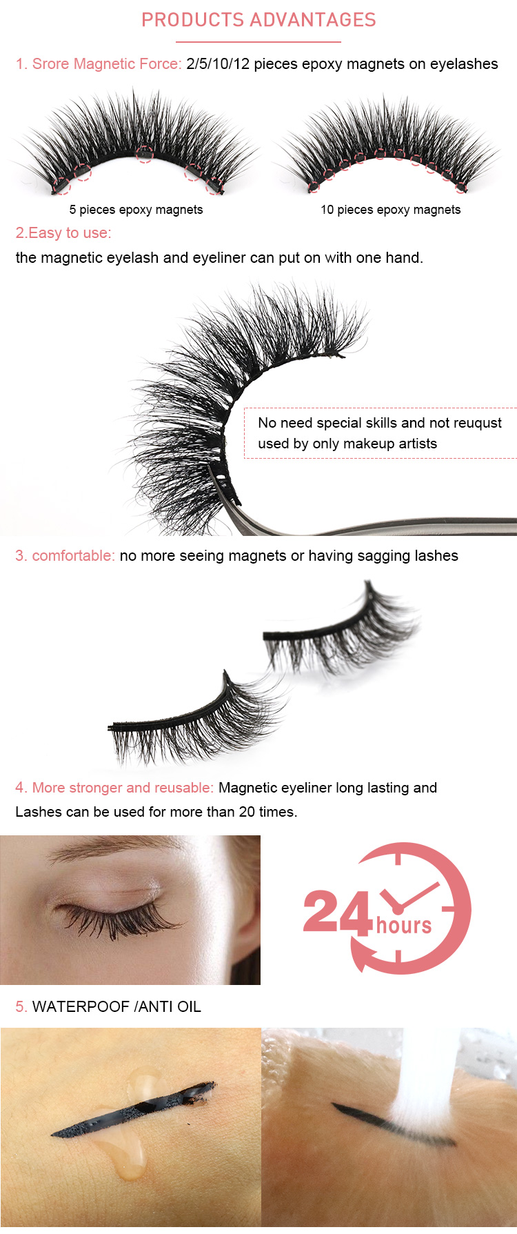 Wholesale faux mink magnetic lashes with eyeliner kit with private label XJ101