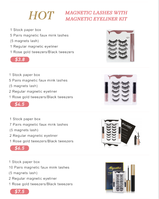 Wholesale faux mink magnetic lashes with eyeliner kit with private label XJ101